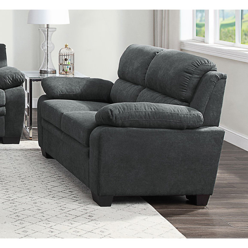 Comfortable Plush Seating Loveseat, Dark Gray