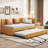 Upholstered Daybed With Trundle Twin Size Sofa Bed Frame No Box Spring Needed, Linen Fabric(Yellow)-309773562