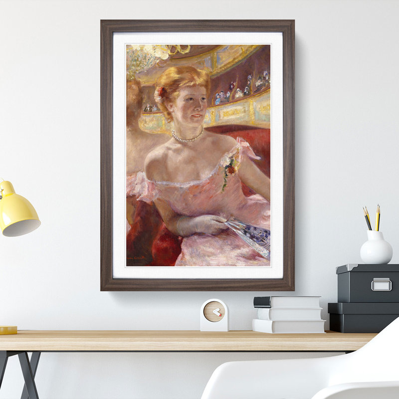 Woman with a Pearl Necklace by Mary Cassatt - Picture Frame Painting, 36cm H x 27cm W x 2cm D, Walnut Framed