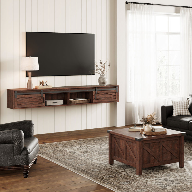 Table basse et meuble télé pour salon, Marron foncé, Marron foncé