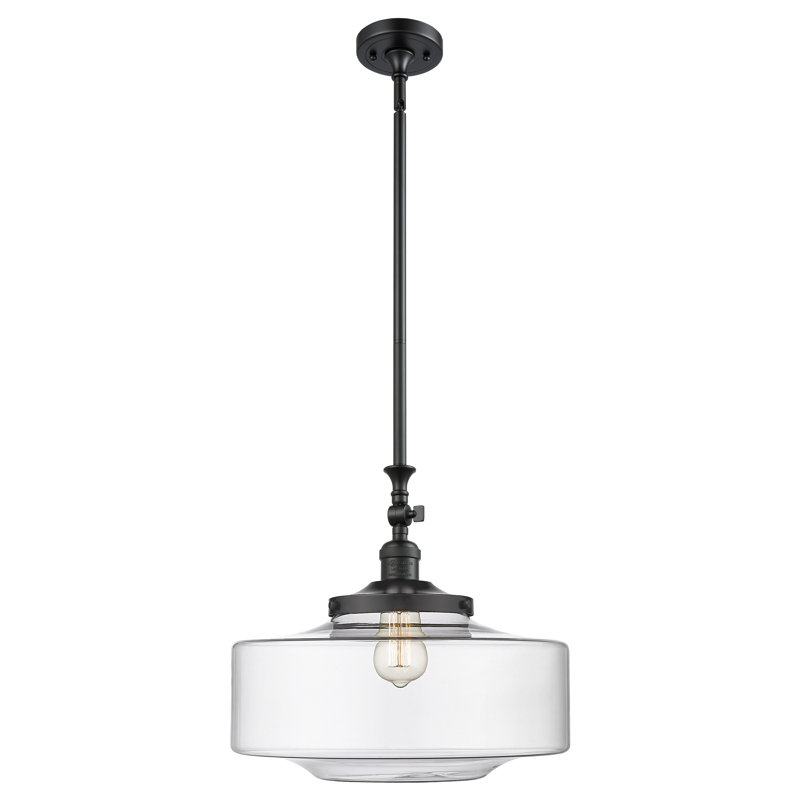 Franklin Restoration - Lainee - 1 mini-luminaire suspendu à tige inclinable 12 po - ampoule non incluse , Noir mat, Clair