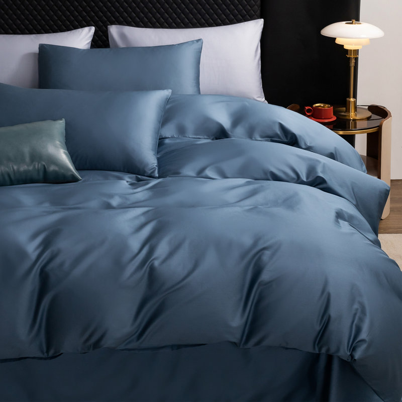 Ensemble de housse de couette MooMee, Housse de couette pour très grand lit et 2 taies , Bleu