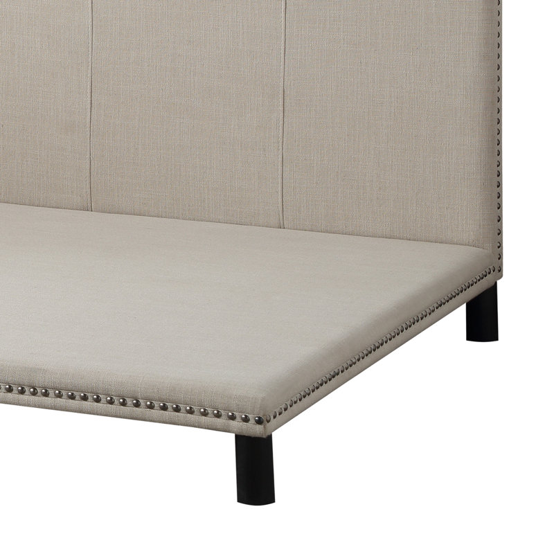Upholstered Daybed with Nailhead Trim in Beige
