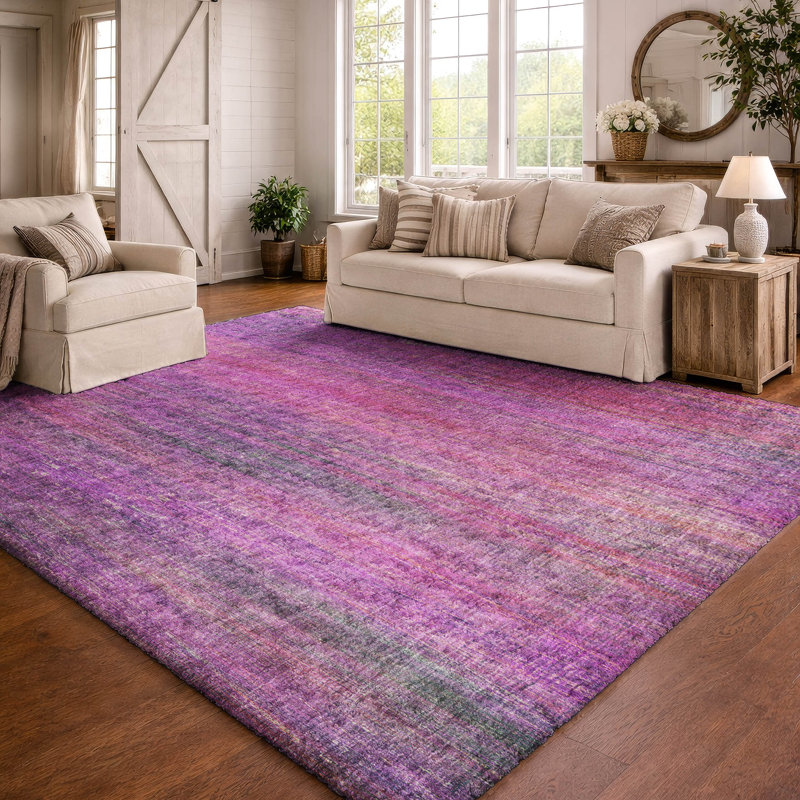 Premium Machine Washable Dream Shag ADS552 Striped Rug, 5' x 7'6", Lilac