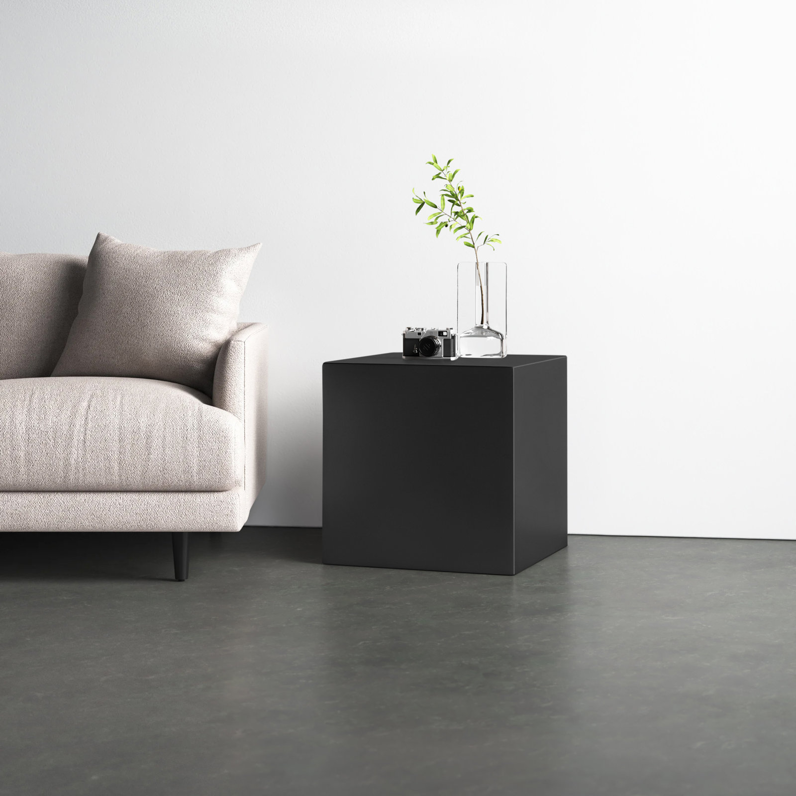 Jules End Table, 16" H x 16" W x 16" D, Black