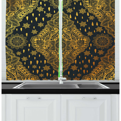 Floral Pointed Kitchen Curtain