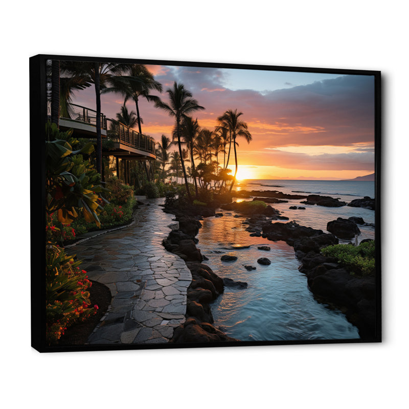 Maui Tropical Dreamscape I, reproduction d'art sur toile, H 30 po x l 40 po x P 1,5 po, Cadre flottant noir