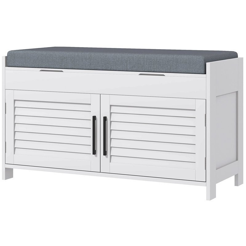 Shoe Bench, Entryway Bench With Shoe Storage, Cushion, Hidden Compartments, Adjustable Shelves And Shutter Doors, Shoe Organizer For Entryway, Hallway, Holds Up To 352 Lbs