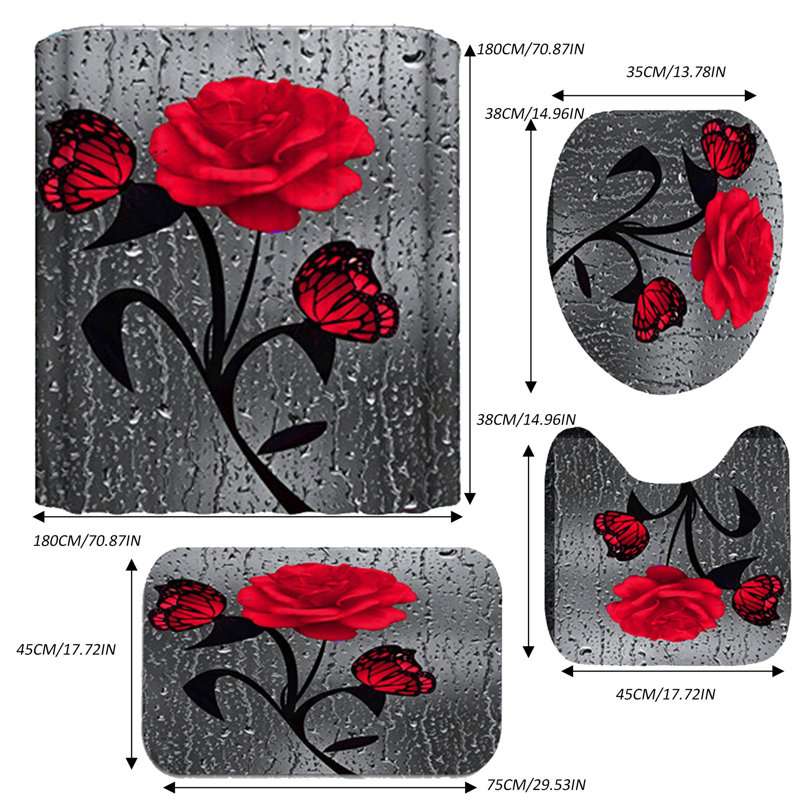 Rideau de douche floral avec crochets inclus