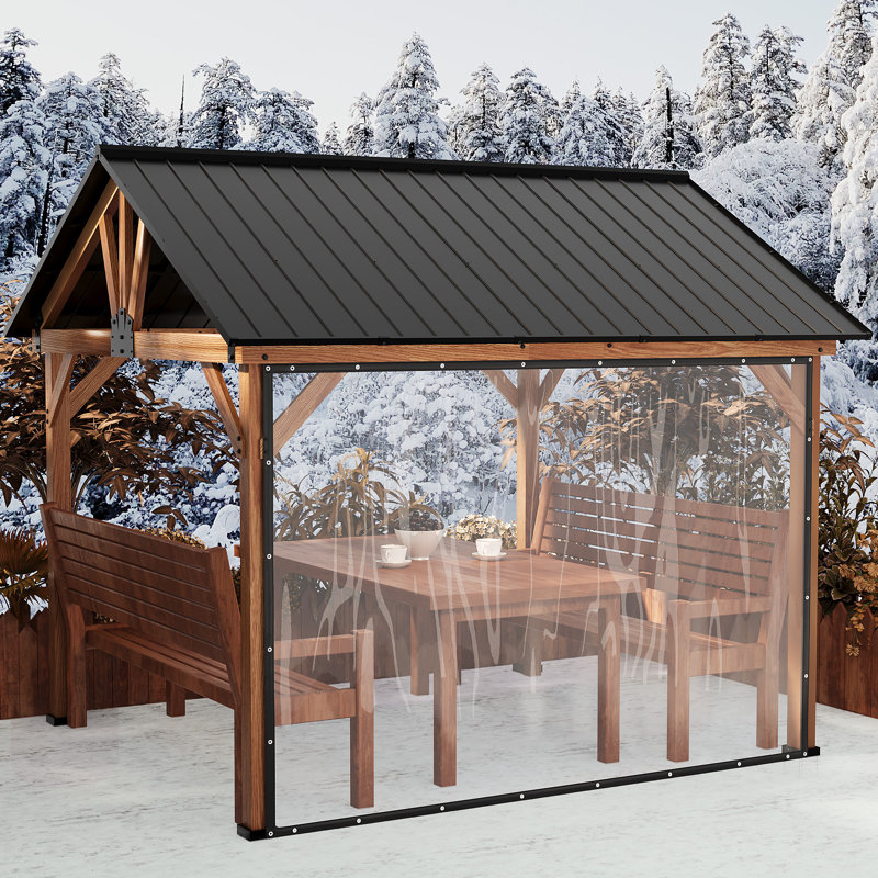 Rideau d'extérieur transparent résistant aux intempéries | Écran d'intimité multi-tailles et solution occultante pour pergola, porche et pavillon de jardin