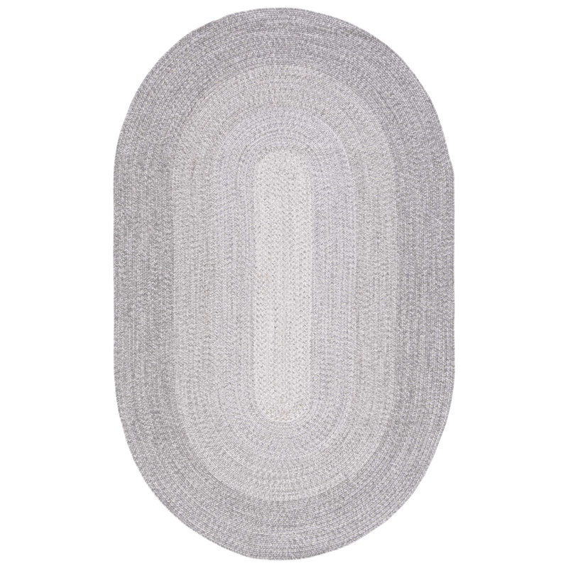 Trogdon Handmade Handwoven Area Rug in Dark Gray/Light Gray, Oval 8' x 10'