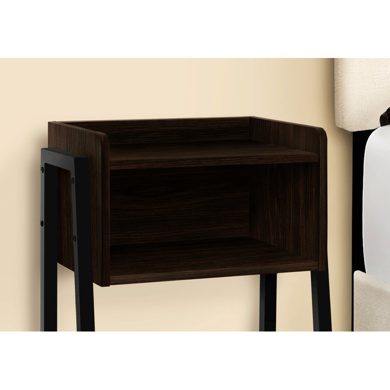 Elegant Nightstand, Nightstand, Accent Table, Small End Table With Open Storage Cabinet, Espresso/Black