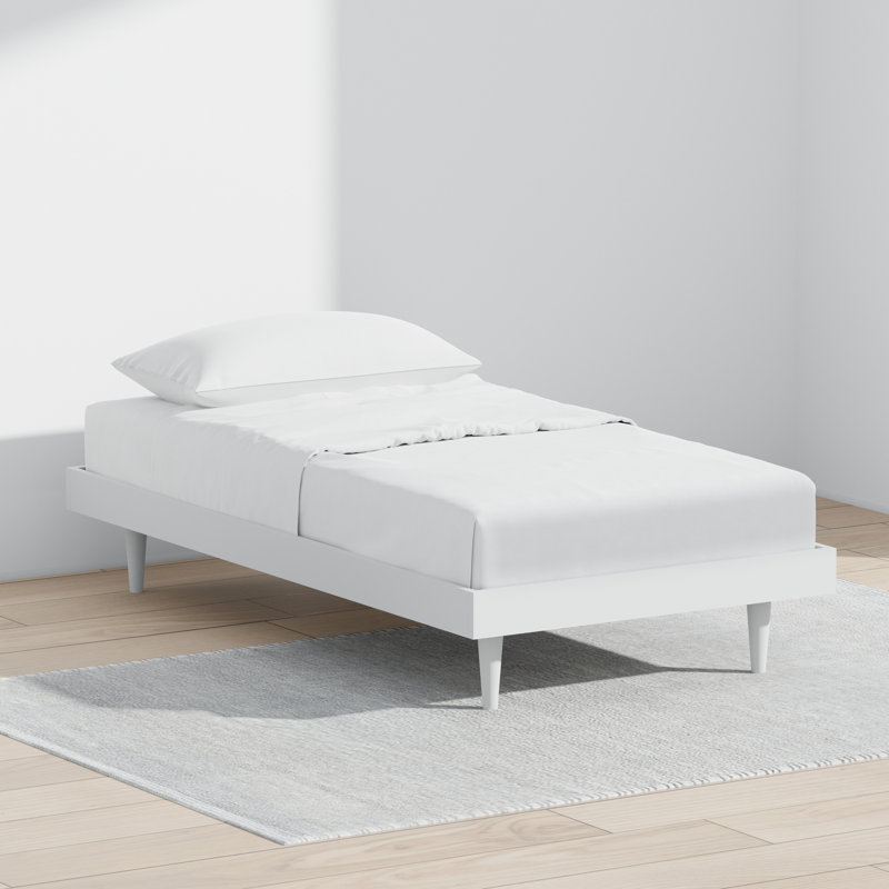 Wojcik Modern Wooden Bed Frame, Twin, White