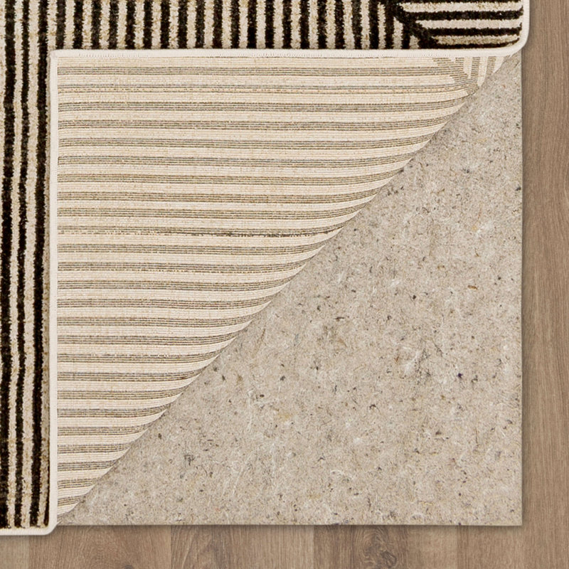 Linea Black Geometric Polyester 28''x94'' Area Rug