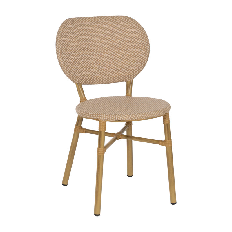 Stacking Patio Dining Side Chair, Beige