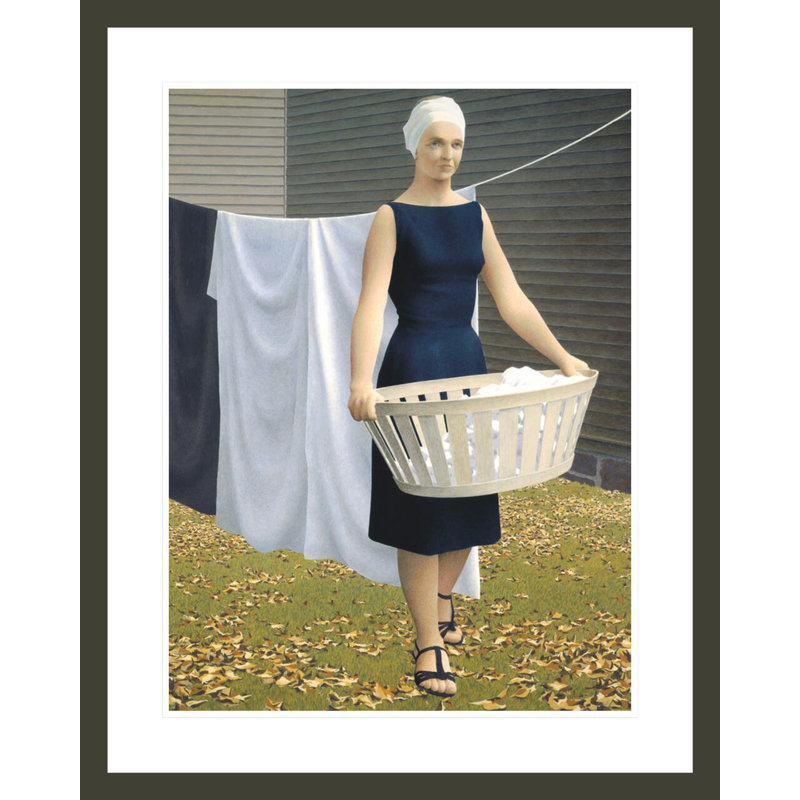 «Femme à la corde à linge» par Alex Colville - impression giclée encadrée, H 29,42 po x l 23,5 po