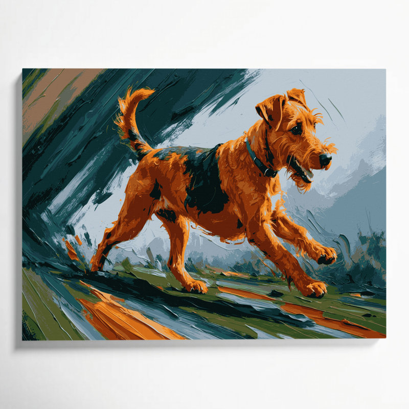 «Dogs Irish Terrier», art mural sur toile brune, H 16 po x l 20 po