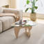 Table basse en verre de style moderne du milieu du siècle avec finition brun noyer, largeur 65,3 cm, utilisable en toute sécurité comme petite table centrale en bois, convient à divers espaces.
