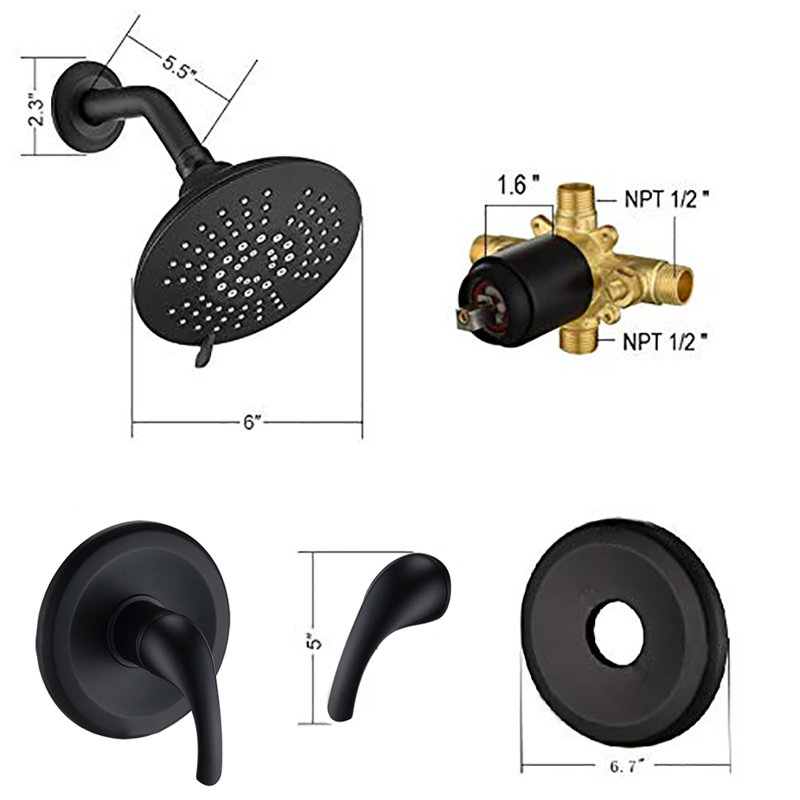 Devlin All-In-One Kit with Rough in-Valve, Matte Black