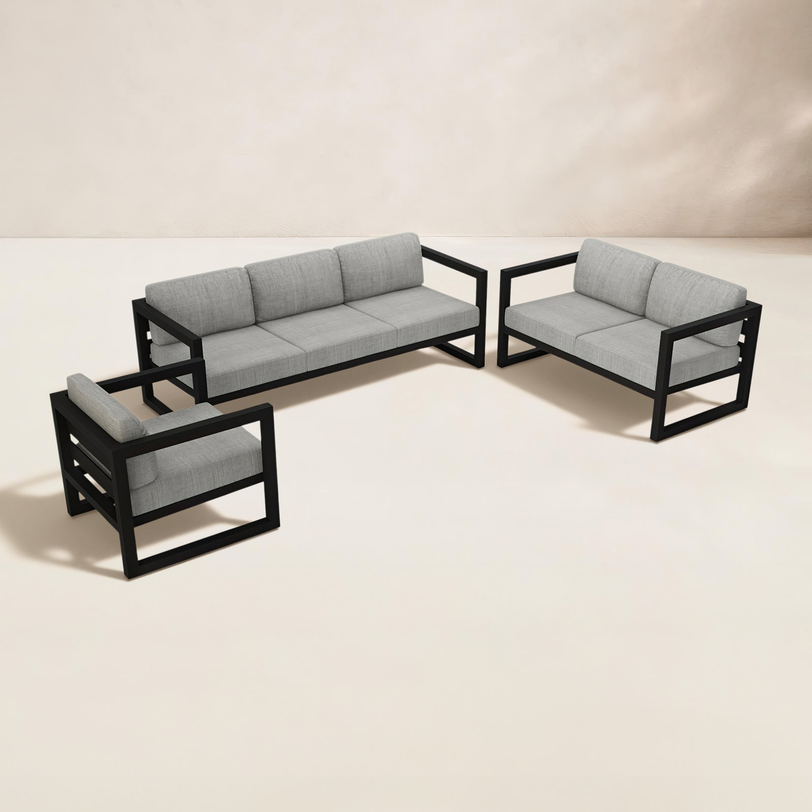 Smith 84" Sunbrella® Patio Sectional Set, Cast Silver, Black