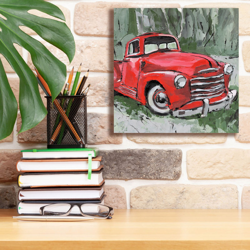  «Big Red Truck 3» par Annie Warren, art mural sur toile, 12 po x 12 po, H 12 po x l 12 po