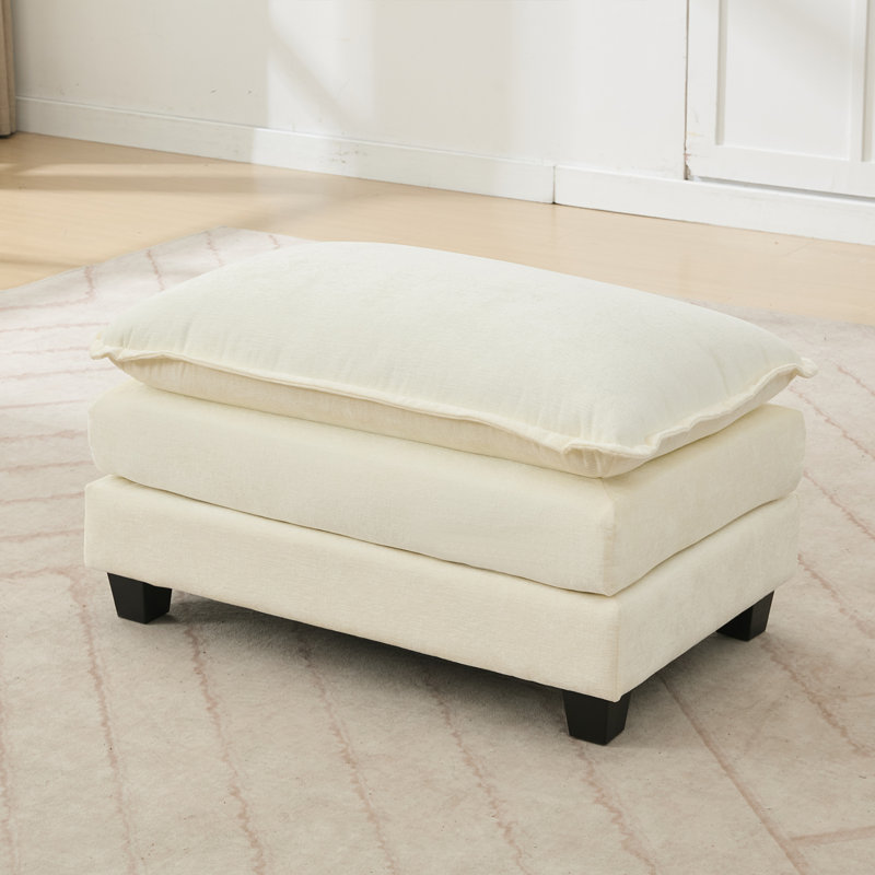 Repose-pieds rembourré 37 po, Blanc beige