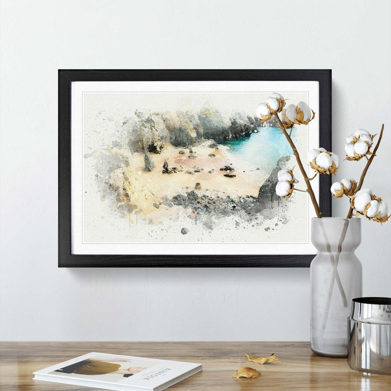 Flimstone Bay in Wales in Abstract - Picture Frame Graphic Art Print, 27cm H x 36cm W x 2cm D, Black Framed