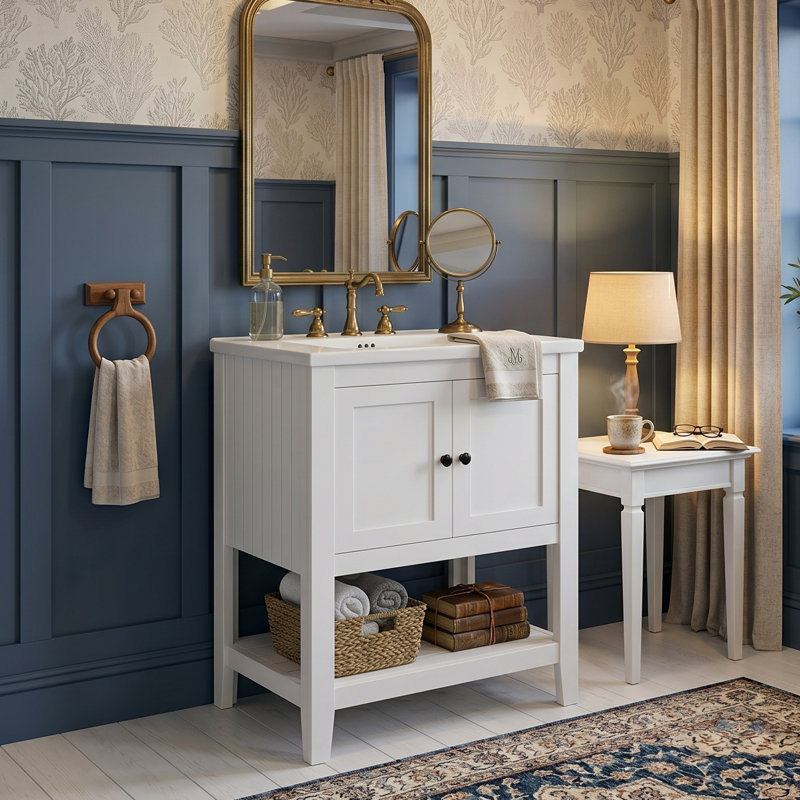 Meuble-lavabo sur pied 24 po Neo-Classical, White