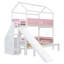 Lit superposé en bois en forme de maison avec glissière et escalier de rangement, cadre de lit simple / simple pour enfant, blanc + rose-519789989