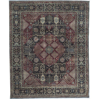 Tapis noir et noir de haute qualité noué à la main