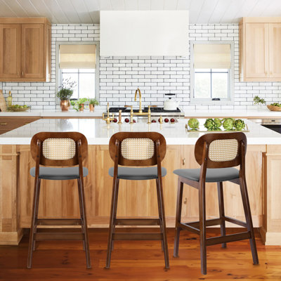 25" PU Upholstered Counter Height Bar Stool