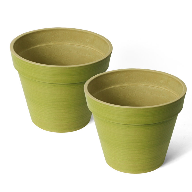 Cara Composite Pot Planter Set, 8" H x 10" W x 10" D, Green