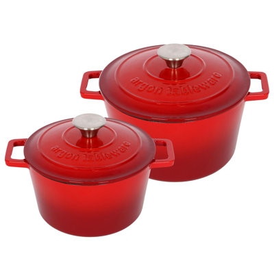 Argon Tableware -Round Cast Iron Casserole Dish Set