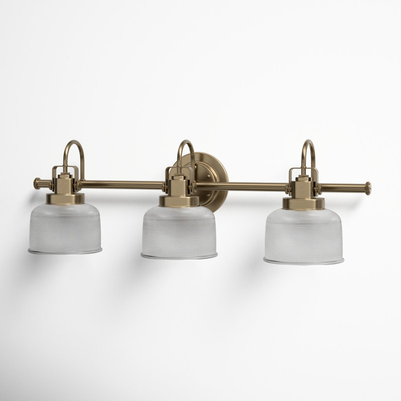 Rosser 3 Light Transparent Dimmable Vanity Light, Vintage Brass