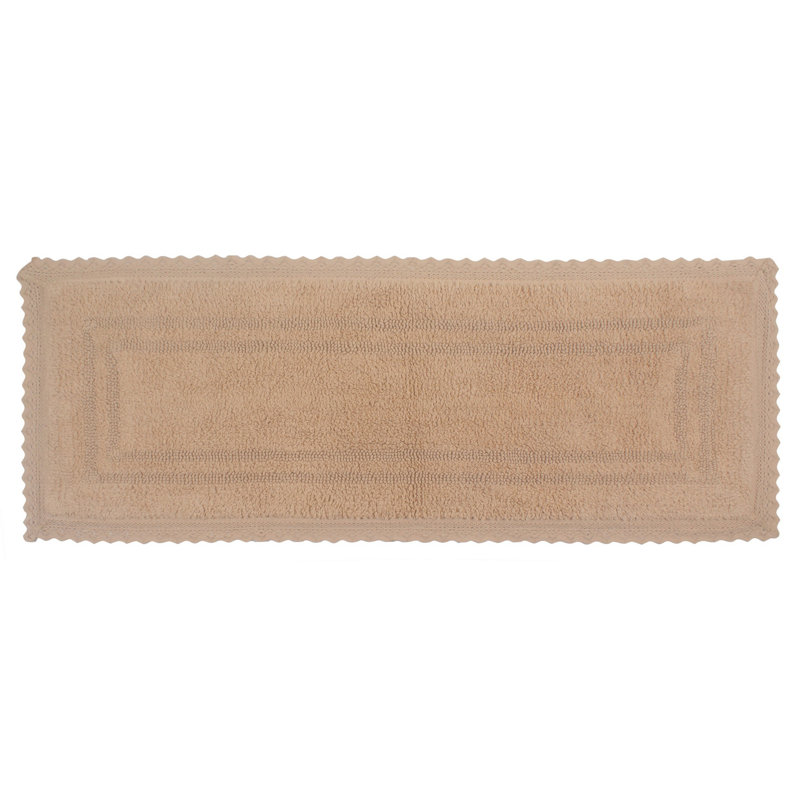 Opulent Absorbent Cotton Soft Bath Rug, Linen, 21" W x 54" L