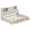Lit de jour en bois pleine grandeur avec 3 tiroirs de rangement, tablette souple supérieure, tablette et ensemble de prises et ports USB-632892530