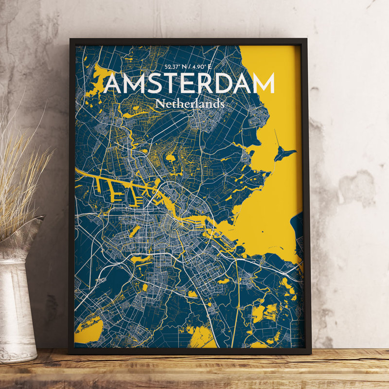Amsterdam City Map - No Frame Print, 43cm H x 28cm W x 0.13cm D
