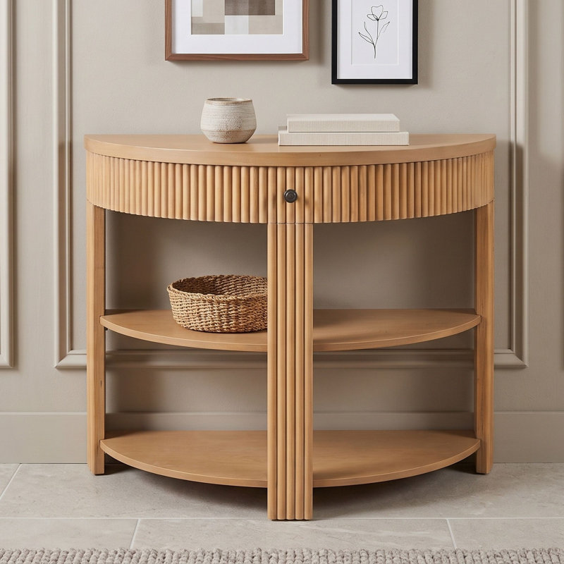 Console avec tiroir et tablettes, Naturel