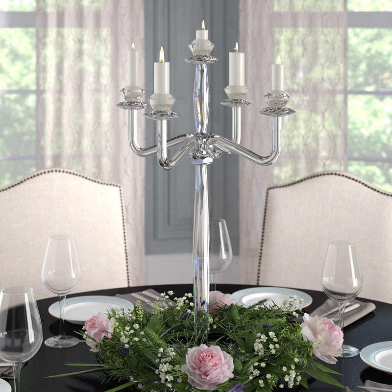 28.5'' H Crystal Tabletop Candlestick