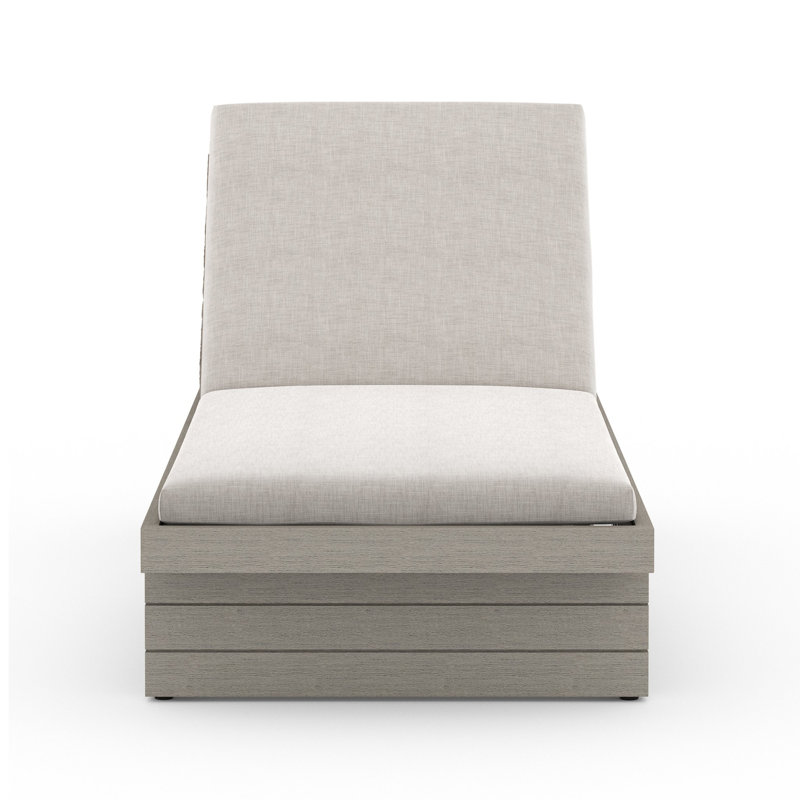 Leroy Outdoor Teak Chaise Lounge, Stone Gray, Gray