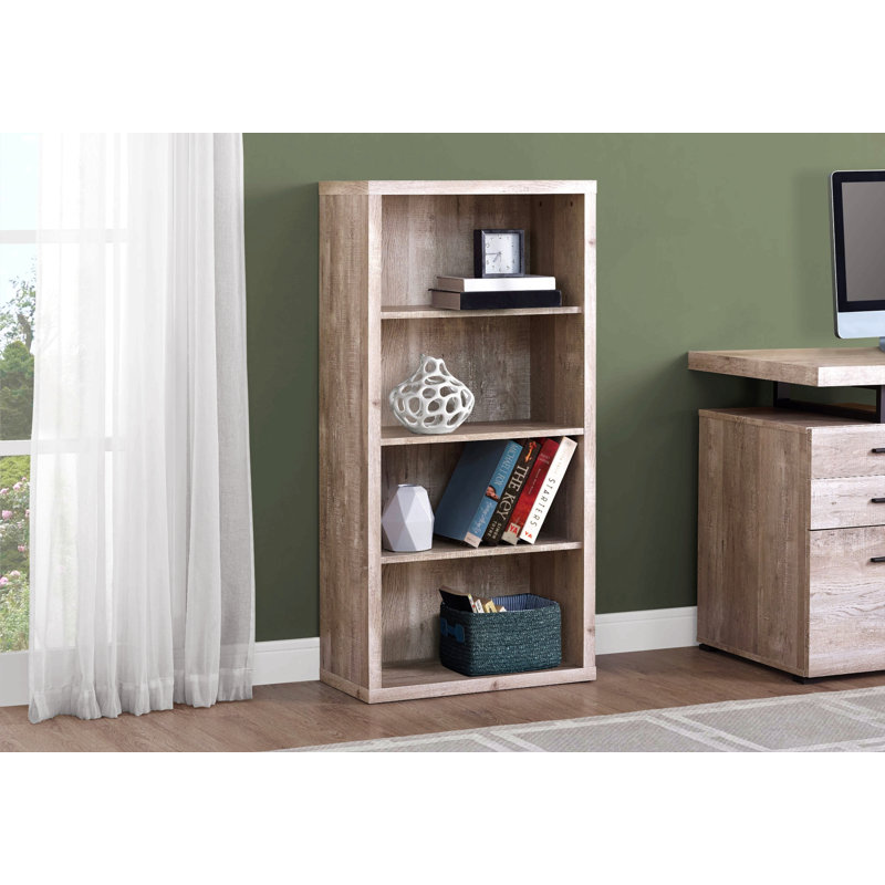 Bibliothèque, bibliothèque, étagère, 5 niveaux, H 48 po, bureau, chambre à coucher, contemporain, moderne, Taupe