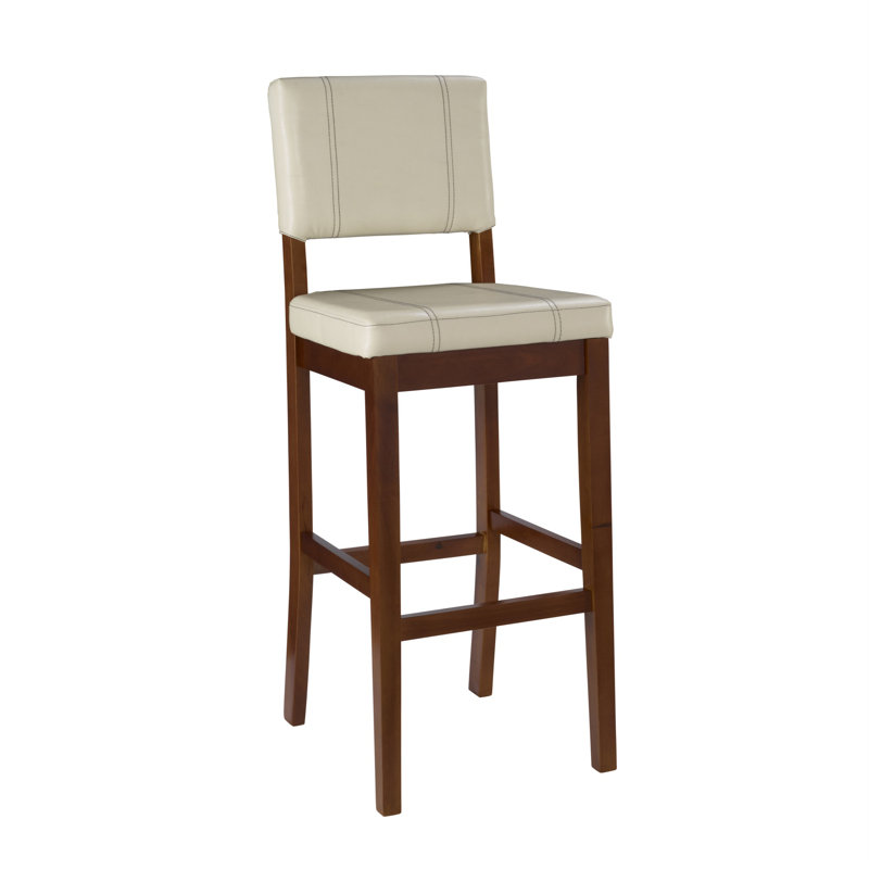 Upholstered Counter Stool with Solid Wood Frame, Bar Stool (30" Seat Height), Cream