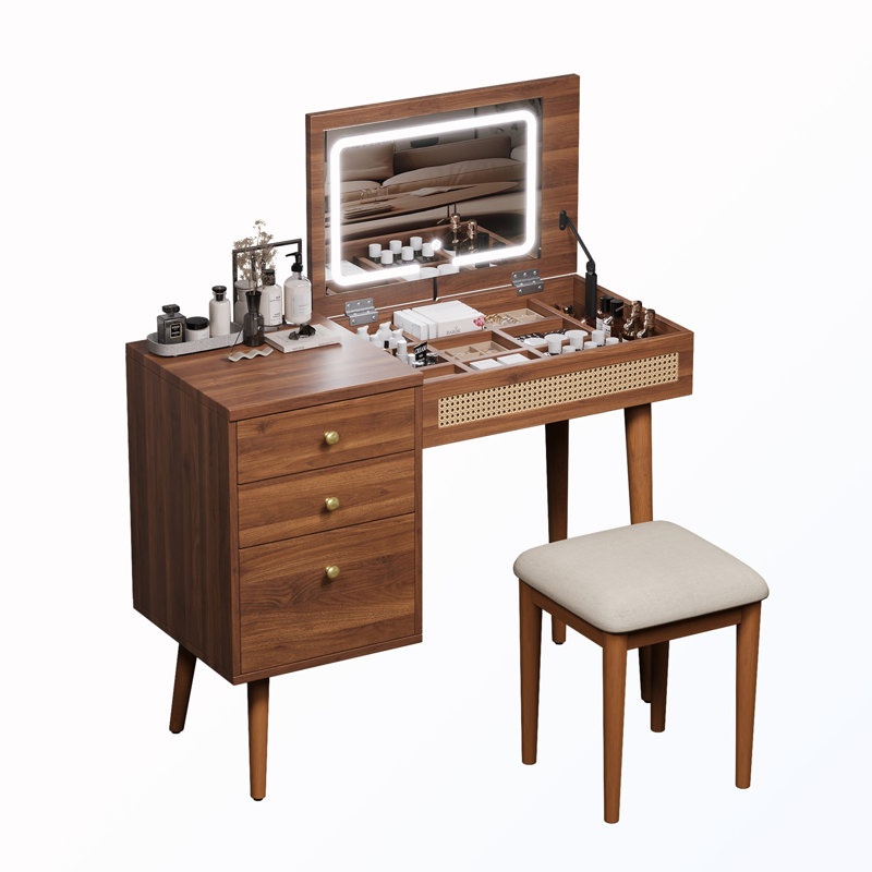 Bureau à DEL avec dessus de table et tiroirs et compartiments