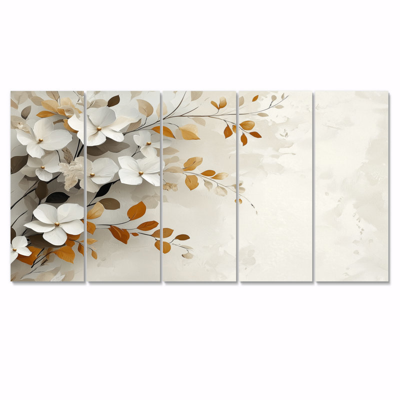 Ensemble de décorations murales cerisier en fleurs gris et brun II, H 32 po x l 80 po