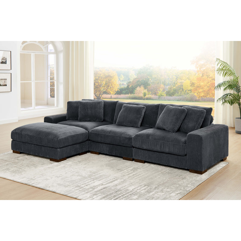 Beachcastle Modular Corduroy Sectional, Dark Gray Corduroy
