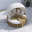 Outdoor Patio Rattan Round Daybed With Retractable Canopy