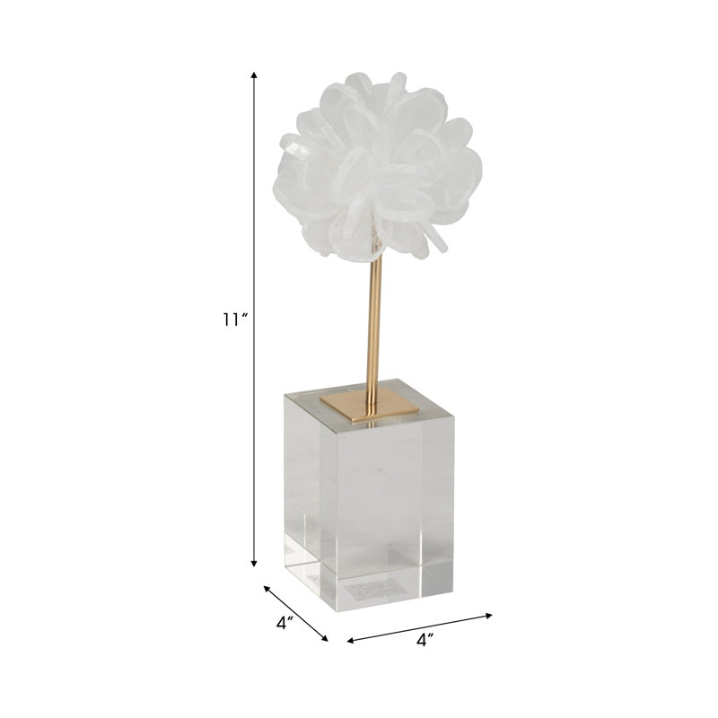 Modern Crystal & Metal Decorative Object with Glass Base - Elegant Sculptural Accent for Stylish Interiors