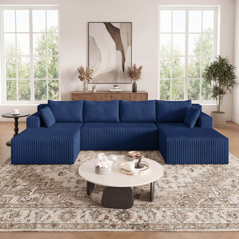 Canapé-lit modulaire modulaire, velours côtelé bleu, sans assemblage, Bleu