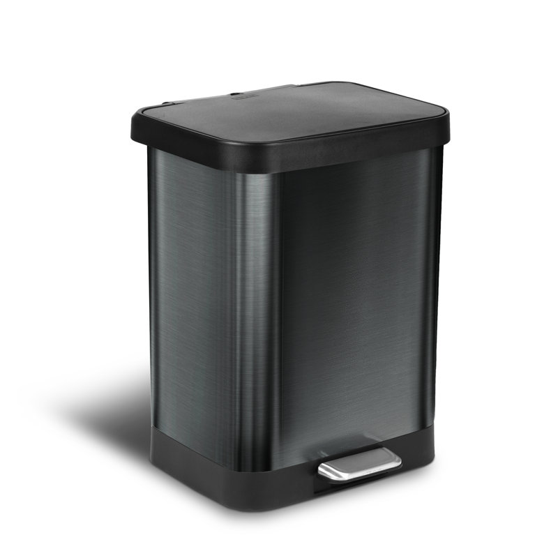 Gray Stainless Steel Step Trash Can with Pedal and Odor Protection