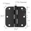 Door Hinge In Satin Brass, 3.5-Inch, 5/8-Inch Radius, 9-Pack-98450058